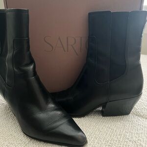 Franco Sarto Black Ankle Booties with Western Flair